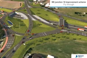 Aerial picture of future roundabout layout looking north from A556