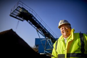 Retired Mike Broad at his former workplace CBE Southworth Quarry Winwick near Warrington