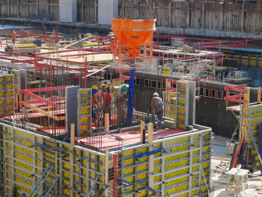 Formwork being used on a jobsite