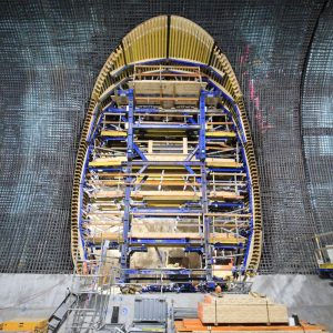 Sydney Metro has become a showcase for Doka’s heavy-duty supporting system SL-1; a modular system, which provides complete formwork solutions for widely differing tunnel cross-sections, regardless of shape and load. Image supplied by Sydney Metro