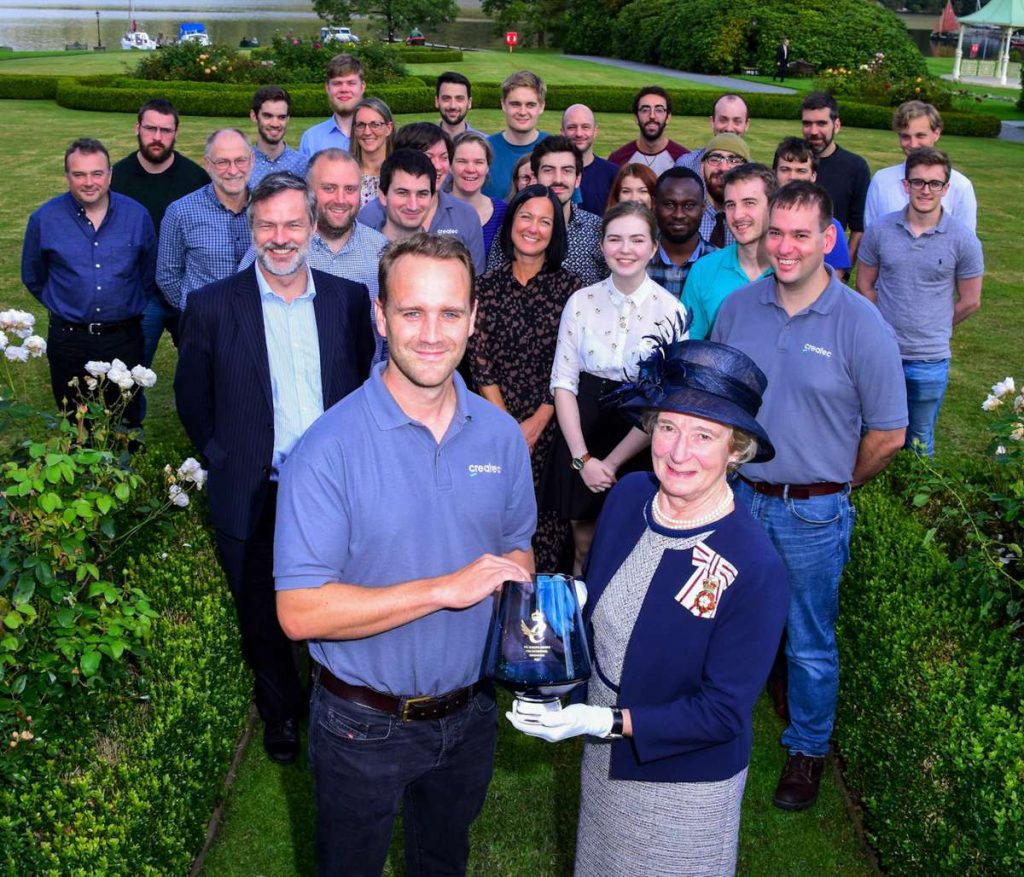 Chief executive Matt Mellor receives Createc’s Queen’s Award for Innovation, presented by Claire Hensman, Lord Lieutenant of Cumbria at the company’s recent conference at the Inn on the Lake, at Glenridding. Createc received its first Queen's Award for International Trade last year.