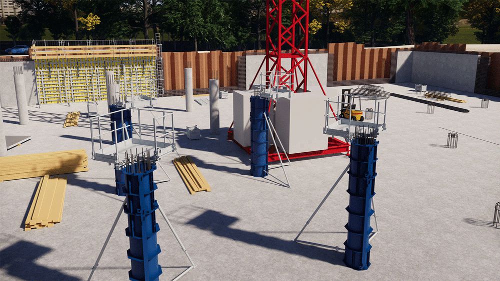 Using a highly detailed digital twin in BIM, it was possible to optimise the required amount of formwork and thus avoid rebuilding work, significantly reducing working time and effort. Copyright: Doka