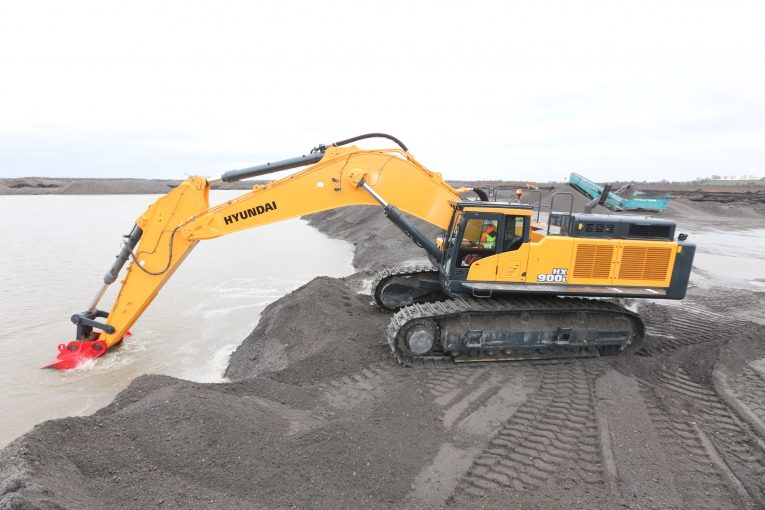 Hyundai 90-tonne HX900L Excavator digging deep in Ireland