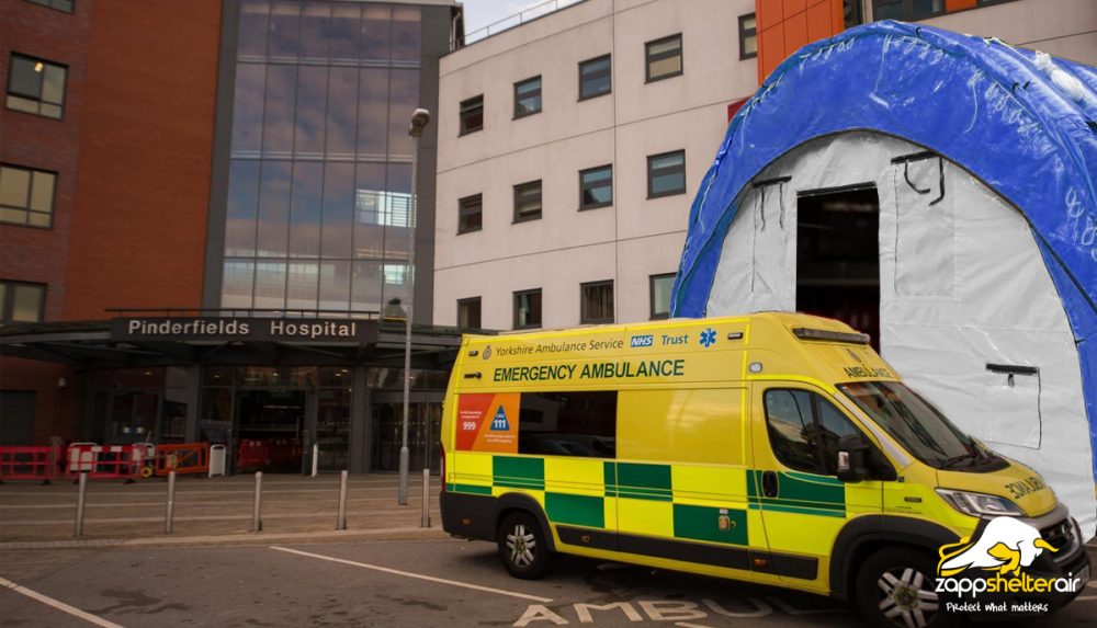 Zappshelter industrial strength air-beam tents perfect for the NHS front-line