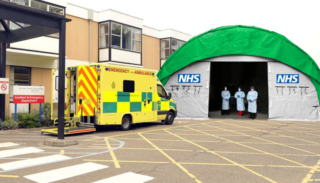 Zappshelter industrial strength air-beam tents perfect for the NHS front-line