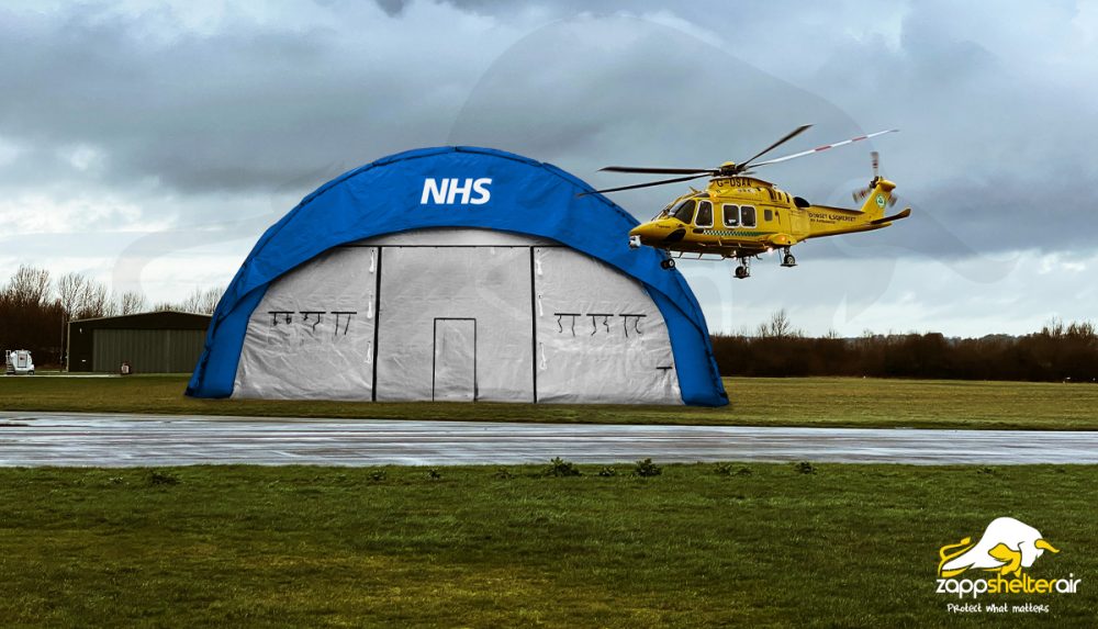 Zappshelter industrial strength air-beam tents perfect for the NHS front-line