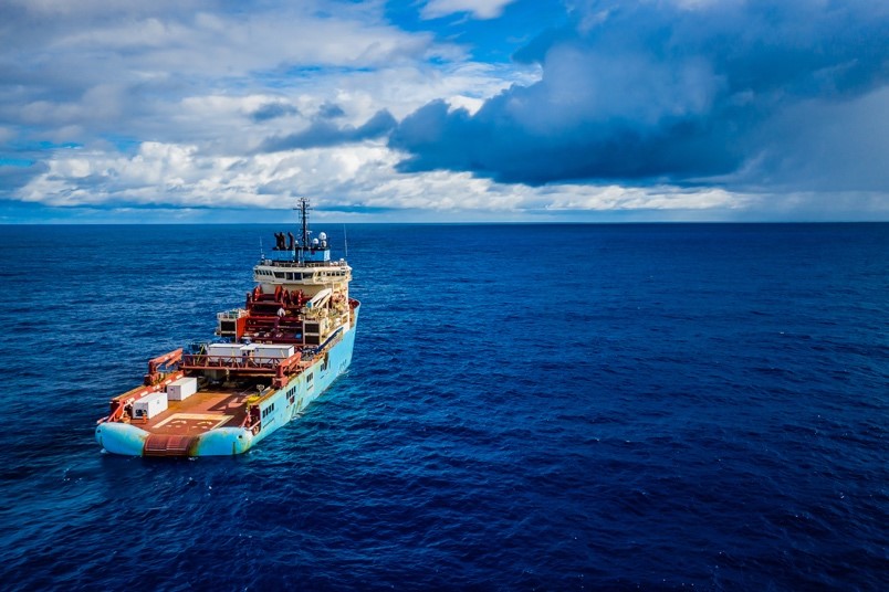 DeepGreen’s exploration vessel, the Maersk Launcher, explores for polymetallic nodules in the Clarion Clipperton