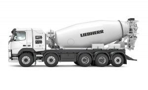 Environmentally friendly concrete transport with the Liebherr ETM 1205 on a Futuricum chassis.