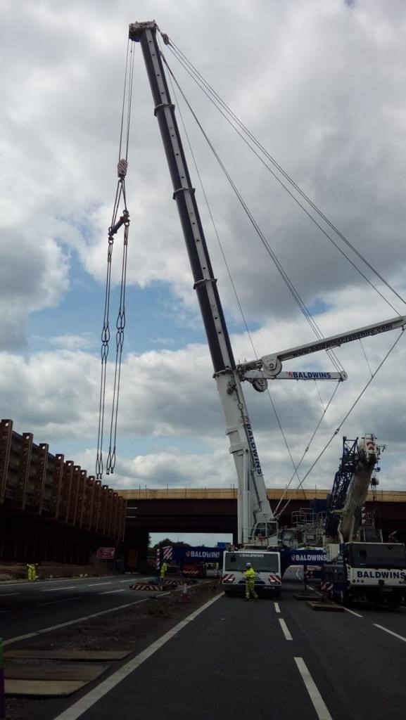 A section of the new Ascot Road bridge being lifted into place over the weekend