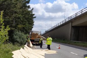 Traffic officer Matthew Bradshaw had to deal with this load of timber on the A27