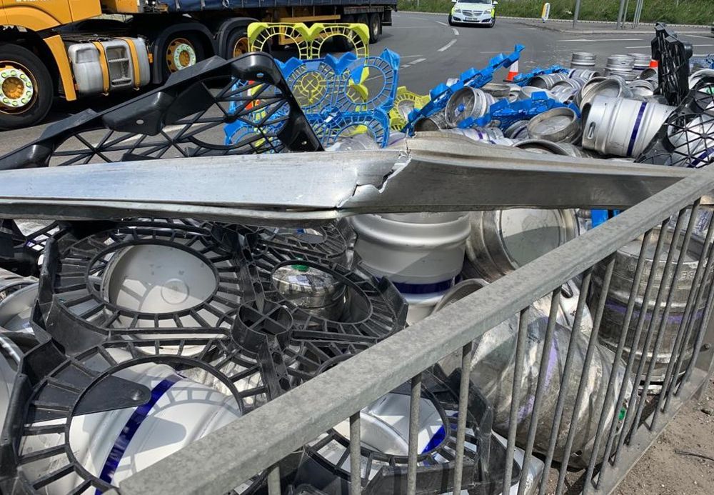 This load of beer barrels was shed at a roundabout on the A43 near Towcester last year