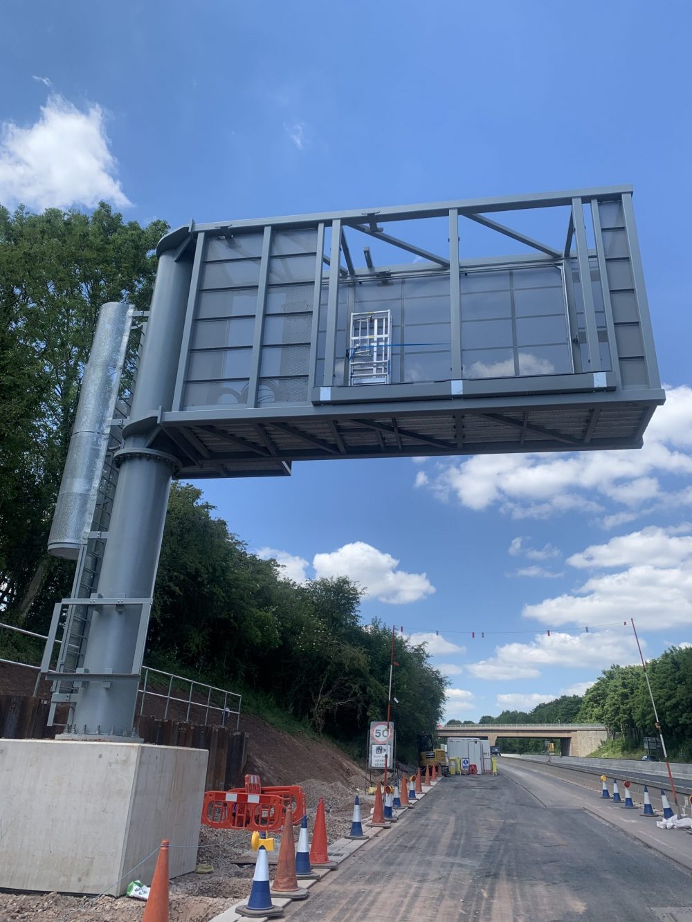 One of the gantries now in place on the M6 near Stafford which will house up-to-date technology.