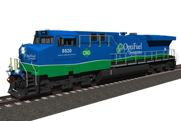 OptiFuel testing Natural Gas hybrid Locomotive to reduce emissions by 99.5 percent