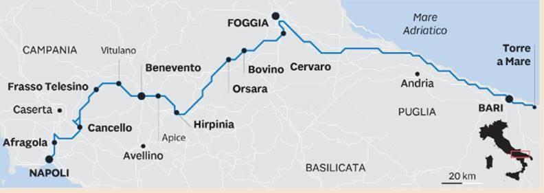 Naples high speed train route and Italian high speed trains