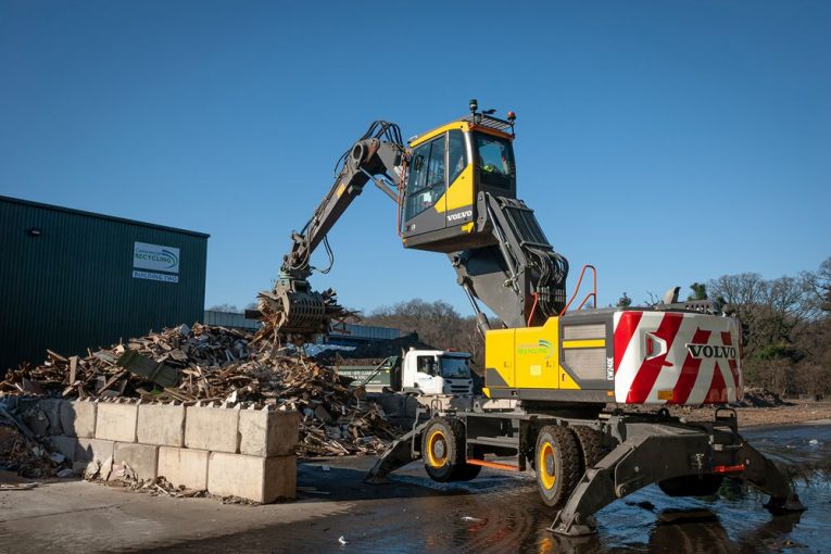 Commercial Recycling upgrades with a Volvo EW240E Material Handler
