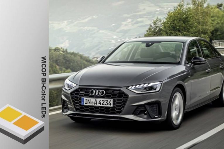 Audi A4 headlamps featuring Seoul Semiconductor WICOP bi-colour LEDs