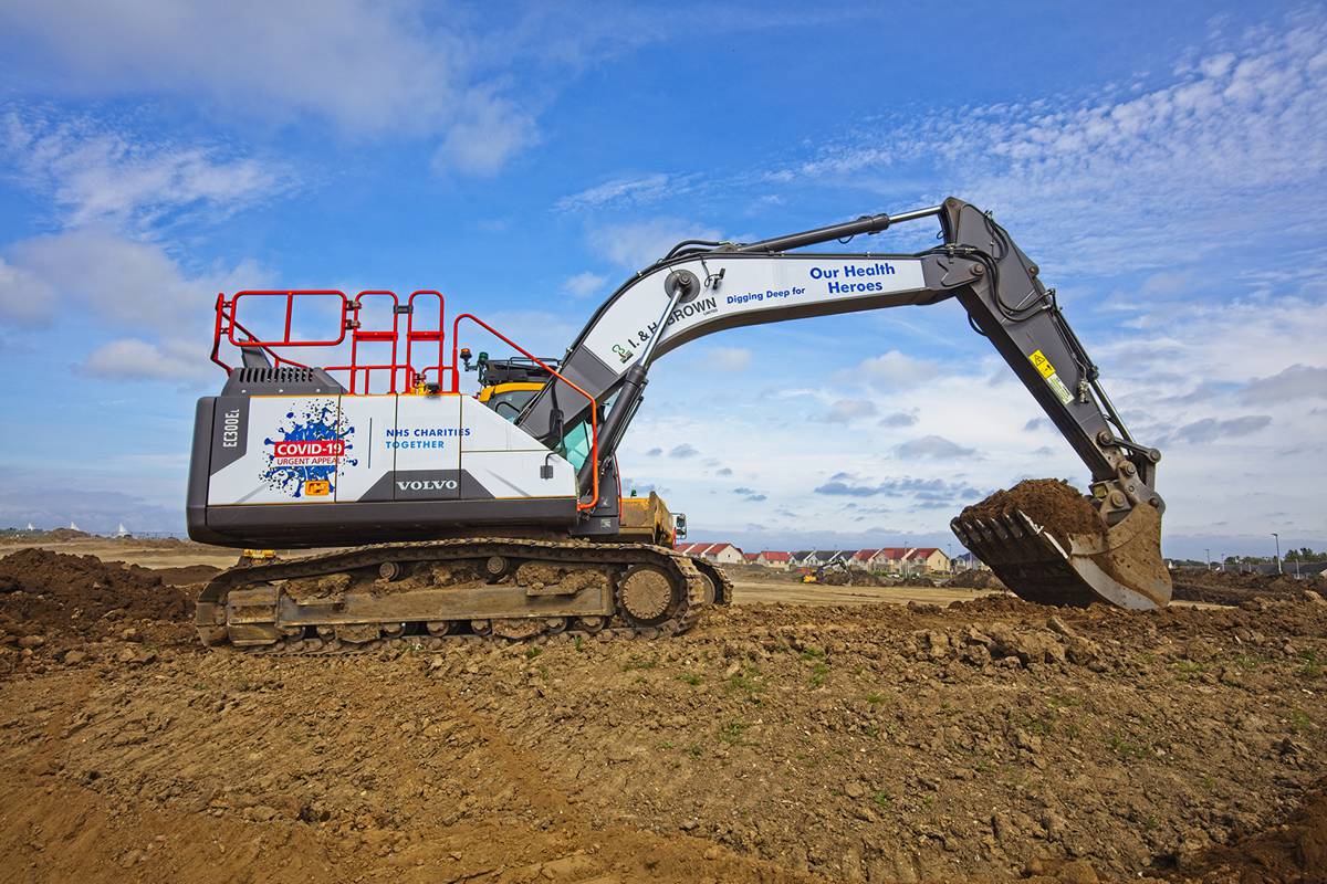 Perth based civil engineering and plant contractors I & H Brown has taken delivery of a thirty tonne Volvo EC300E for its extensive plant fleet, which has been pledged to support health workers by raising money for the NHS Charities Together COVID-19 Urgent Appeal.
