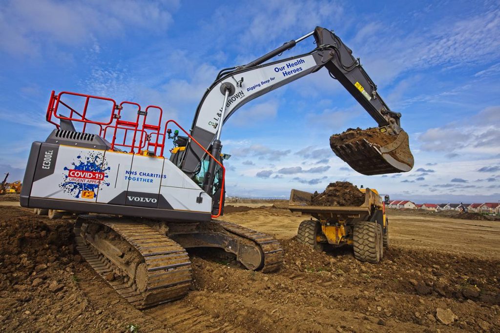 Perth based civil engineering and plant contractors I & H Brown has taken delivery of a thirty tonne Volvo EC300E for its extensive plant fleet, which has been pledged to support health workers by raising money for the NHS Charities Together COVID-19 Urgent Appeal.
