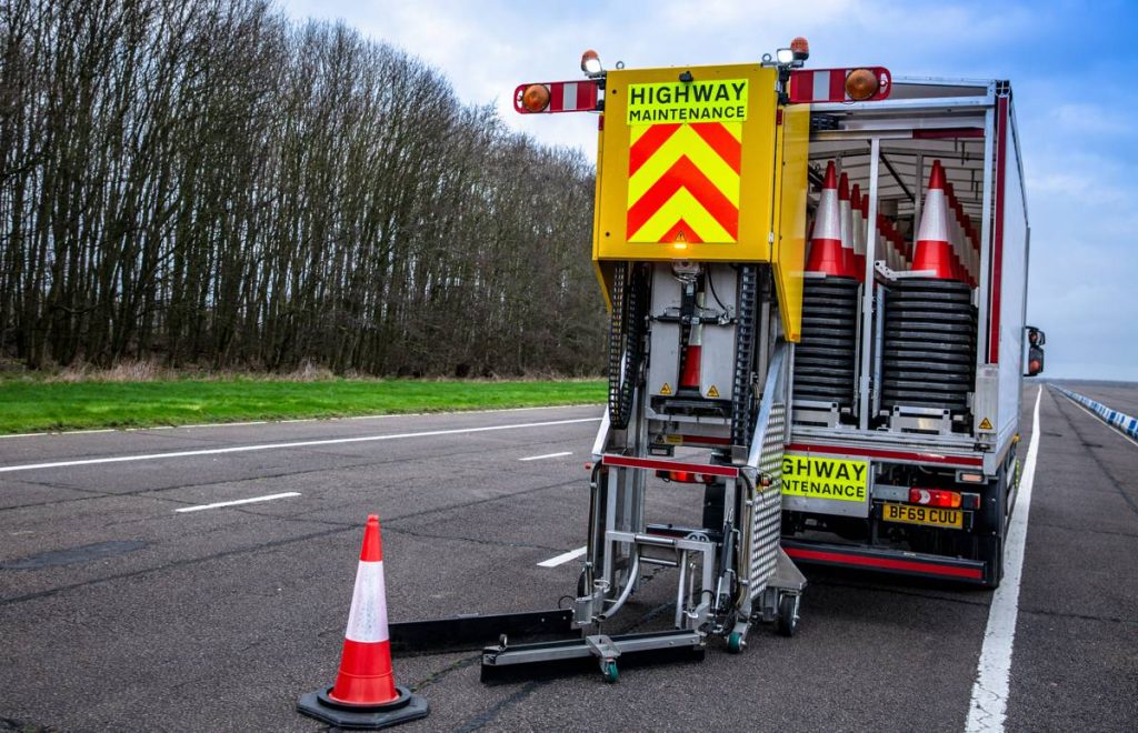 Automated cone laying vehicle spotted on roads in new trial