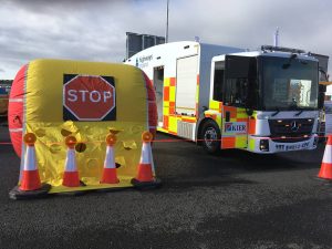 The Vehicle Incursion Airbag that aims to stop motorists driving into work areas at roadworks.