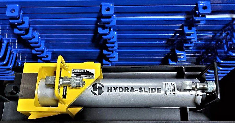 The new logo on Hydra-Slide’s XLP150 skidding system