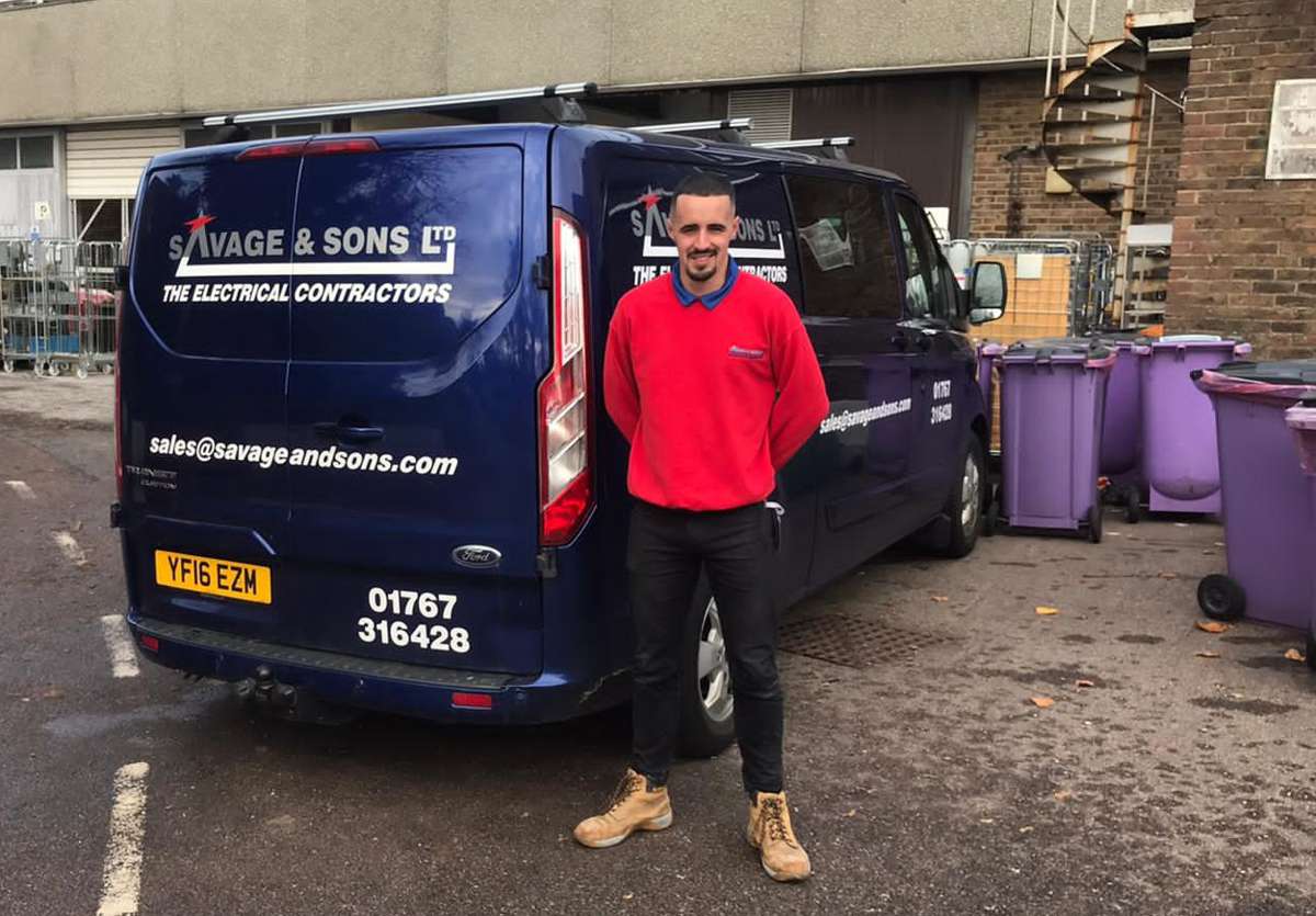 Cameron Care, an apprentice at Savage & Sons Electrical Ltd in Bedfordshire, who will likely switch to electric transport during his career at the small business. Cameron’s company has already had their say by taking part in the survey for White Van Plan.