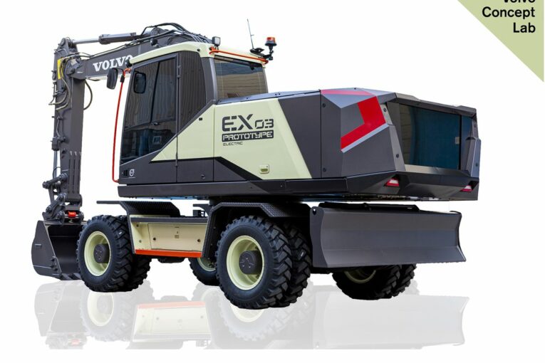 VolvoCE unveils their first mid-size Electric Wheeled Excavator concept