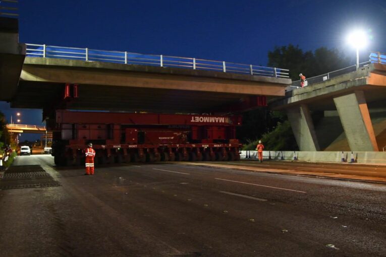 Highways England uses huge steel beams to create M53's newest bridge