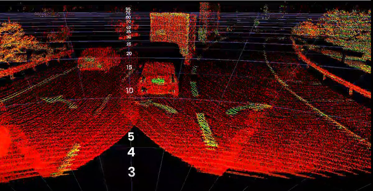 A view from the InnovizOne solid-state lidar solution.