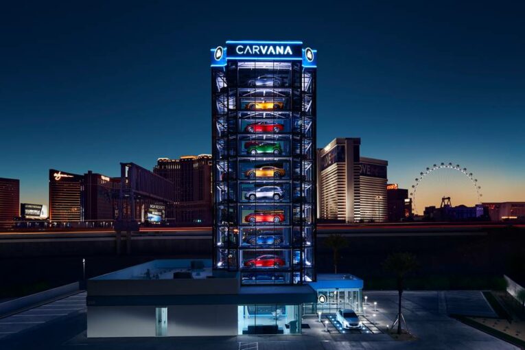 Carvana's colourful new Car Vending Machine delivers with a spin in Las Vegas