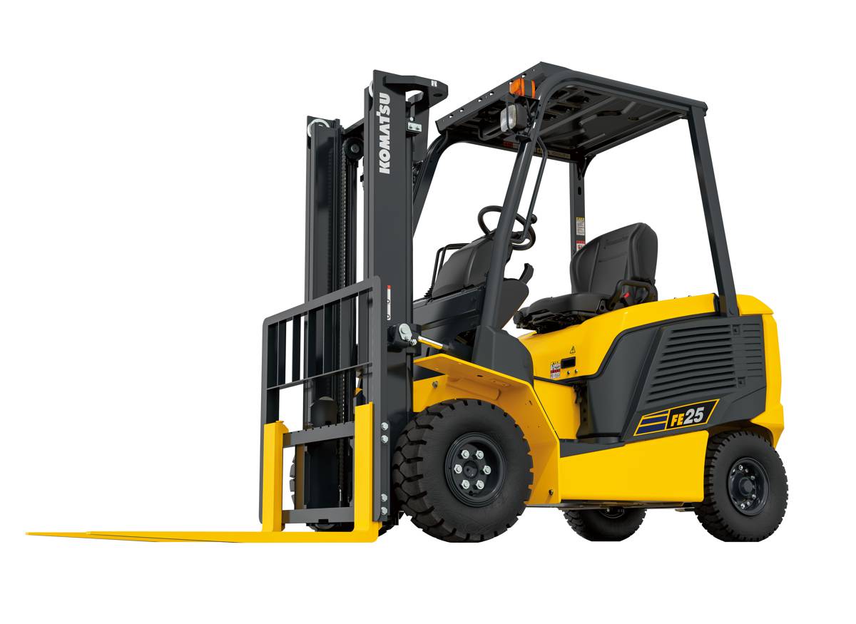 New Komatsu FE25-2 and FE30-2 electric forklifts combat CO2 emissions