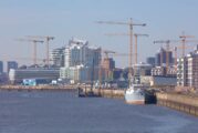 Liebherr puts 25 tower cranes to work on the Überseequartier project in Hamburg