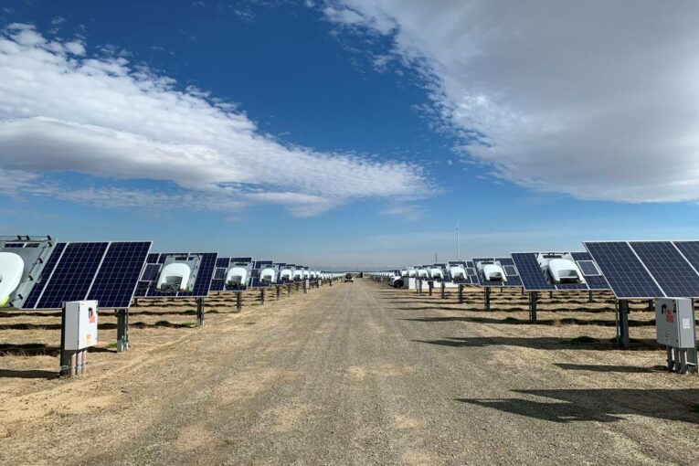 Ecoppia advanced robotic technology cleaning Solar Panels at AES California Site
