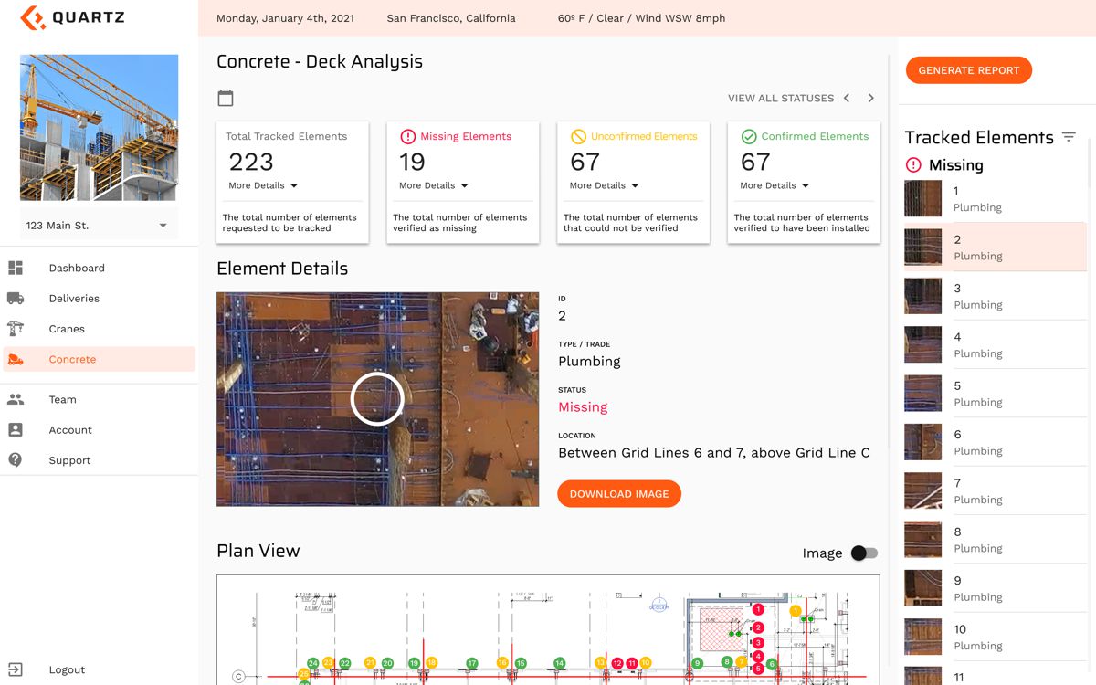 Quartz featuring Concrete Deck Analysis platform at World of Concrete 2021