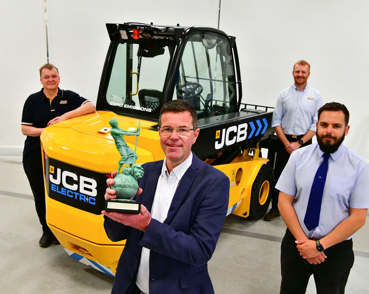 Pictured left-to-right with the award are JCB's Rod Scott, Paul Wild, Sam Wilkinson and Lee Harper