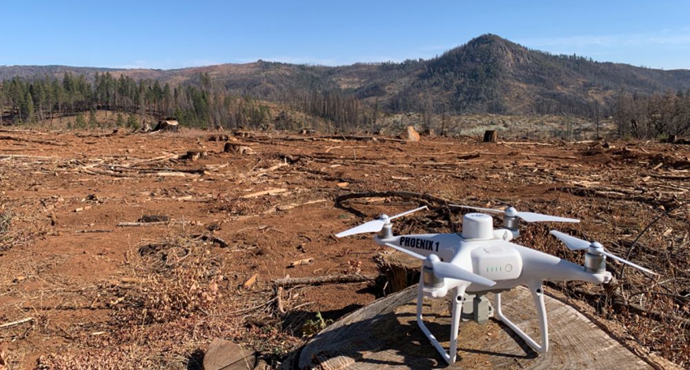 “Phoenix 1” – one of three Phantom 4 RTK drones DJI donated to the Rebuild Paradise Foundation. Photo courtesy of Charles Brooks