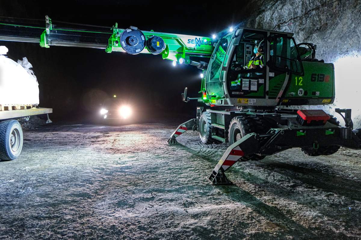 Europe's largest Salt Mine gets safer with SENNEBOGEN 613 E 16 T Telescopic Crane
