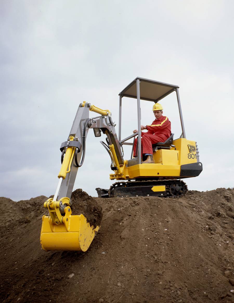 An early JCB mini excavator which engineer Bill Turnbull helped to develop