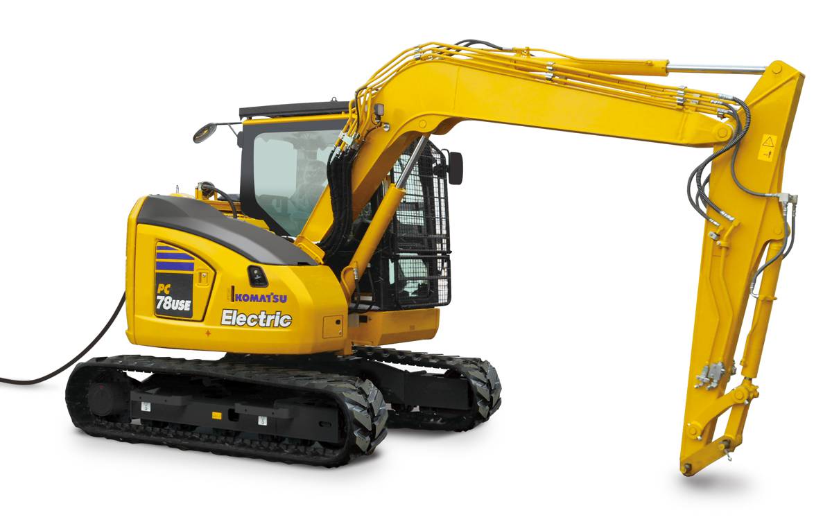New Komatsu electric Excavator uses a tethered power cable for non-stop efficiency