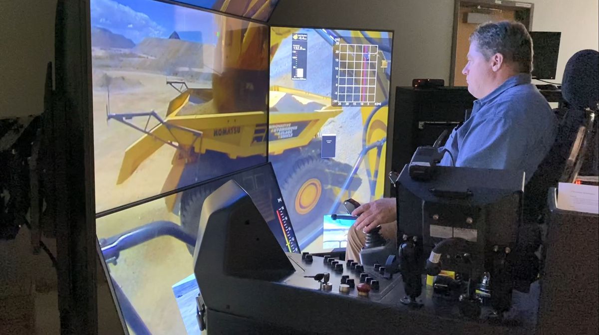 Komatsu featuring real-time teleoperated excavator at MINExpo in Las Vegas