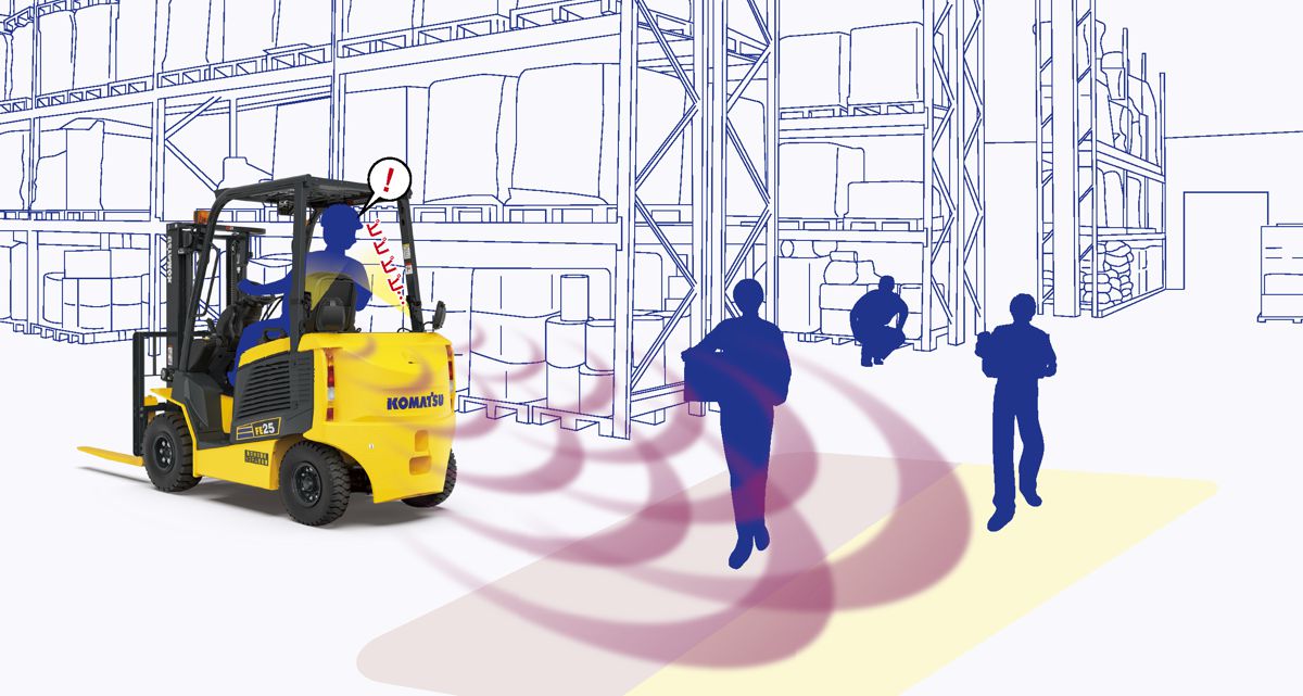 Komatsu introduces Collision Detection Warning System for electric forklifts