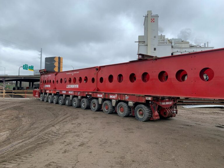 Mammoet SPMT cantilever solution enables swift rail bridge girder setting