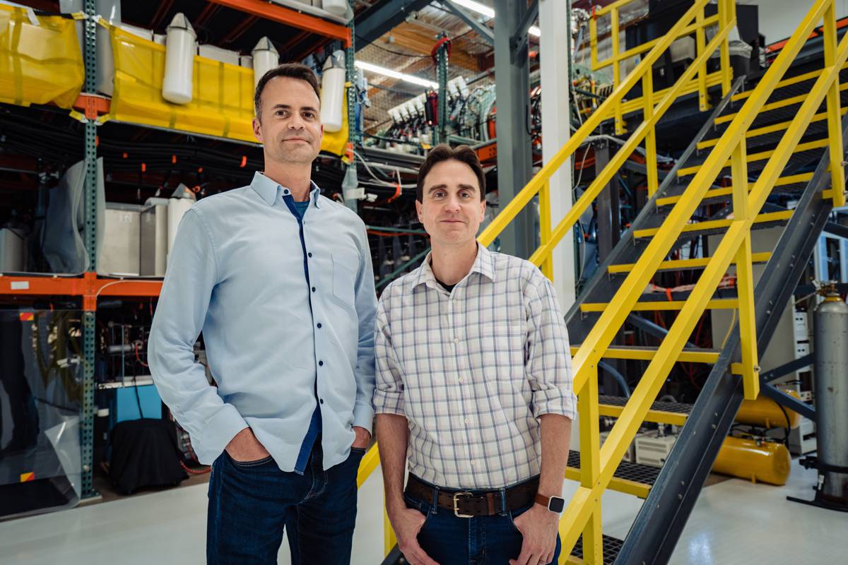 Helion Co-Founder & CTO, Chris Pihl and Founder & CEO, Dr. David Kirtley at facility in Redmond, WA.