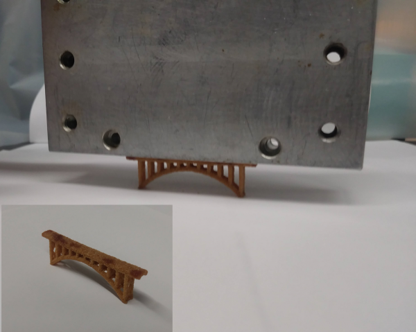 A 6.5 centimetre 3D-printed sand bridge, shown here, held 300 times its own weight. Image credit: Dustin Gilmer/University of Tennessee, Knoxville