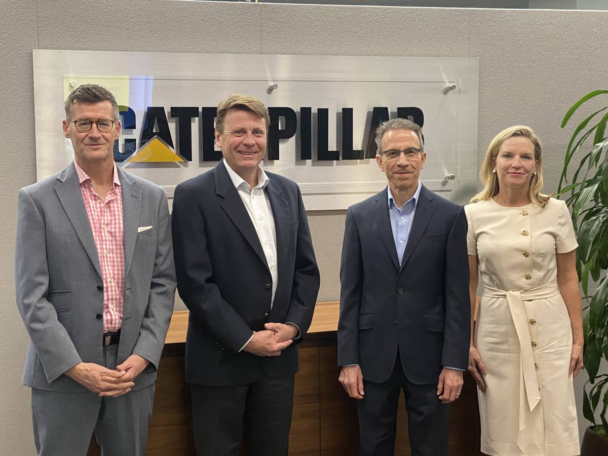 From left to right: Rob Atkinson, executive vice president and chief operating officer, Newmont Corporation; Tom Palmer, president and chief executive officer, Newmont Corporation; Jim Umpleby, chief executive officer, Caterpillar Inc. and Denise Johnson, group president of Resource Industries, Caterpillar Inc. 