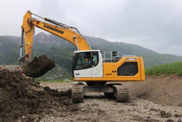Liebherr Crawler Excavator digs in to the canals and ski slopes of the Hautes-Alpes