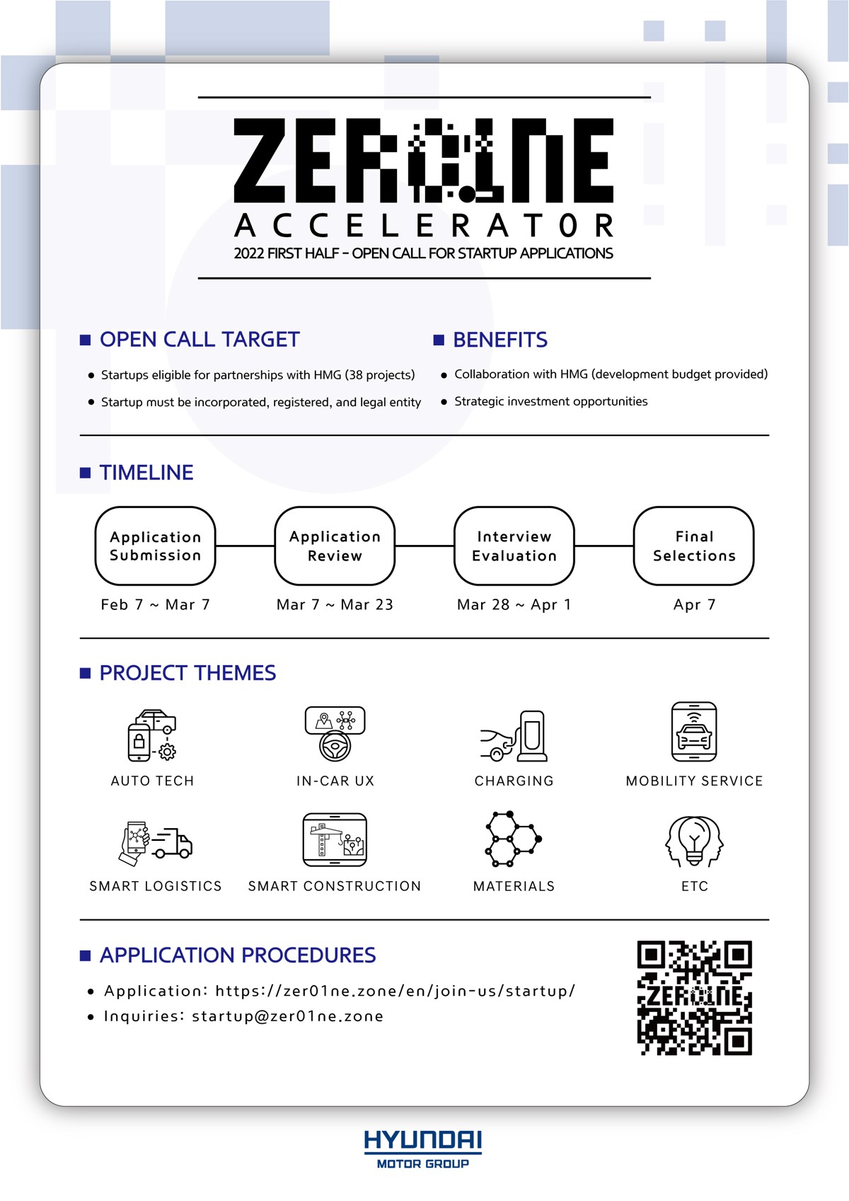 Hyundai opens recruiting for start-ups for 2022 ZER01NE Accelerator