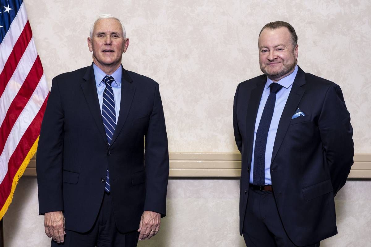 Vice President Mike Pence poses for photographs during the 2022 AED annual summit at Disneys Coronado Springs in Orlando, FL on Wednesday January 19, 2022. Photographer: Christopher Dilts / AED