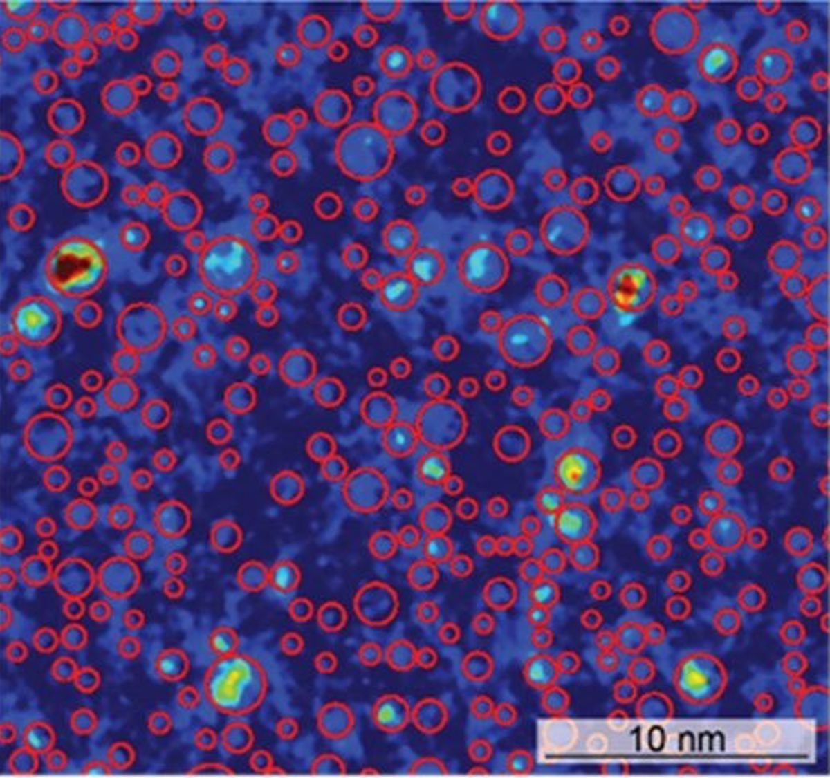 Image credit: Lawrence Berkeley National Laboratory This transmission electron microscopy image shows clustered atoms in aged chromium-cobalt-nickel, a medium entropy alloy.