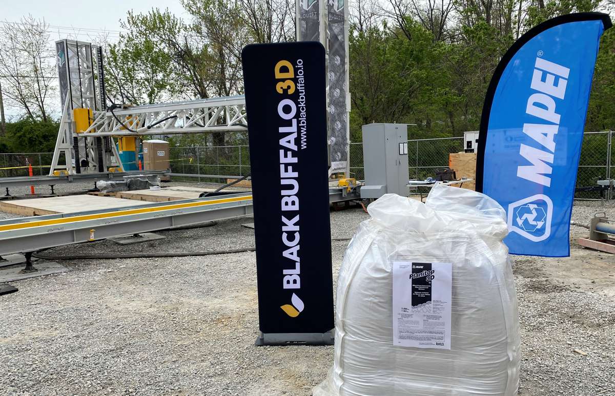 The official launch of Planitop® 3D construction ink/mortar and the strategic partnership between MAPEI Corporation and Black Buffalo 3D was announced at the future site of the first 3D-printed homes in Virginia by Alquist 3D. (Photo: MAPEI Corporation)